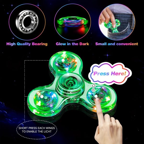 FIGROL LED Finger Top Toy – Flashing Light Spinner with GCC Button Battery – Fun Party Gift, Birthday Bag Filler, Classroom Prize, Halloween & Christmas Toy for Kids - Image 2