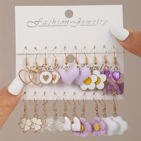 20-Piece Drop & Dangle Earrings Set for Women – Handmade Acrylic Charms with Tassels – Assorted Candy-Coloured Flowers, Hearts, Butterflies, Ducks & More – Fun & Youthful Jewellery for Ages 15+ - Image 4
