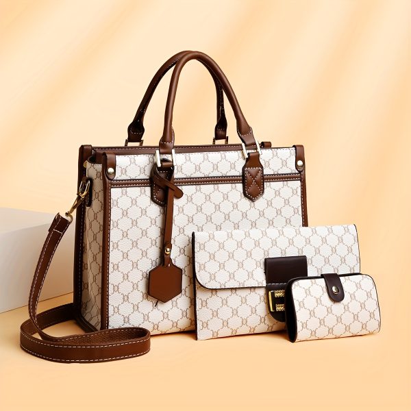 Stylish Large Tote Bag, Handbag & Wallet Set – Elegant 3-Piece Bag Collection for Middle-Aged Women with Reading Glasses - Image 4