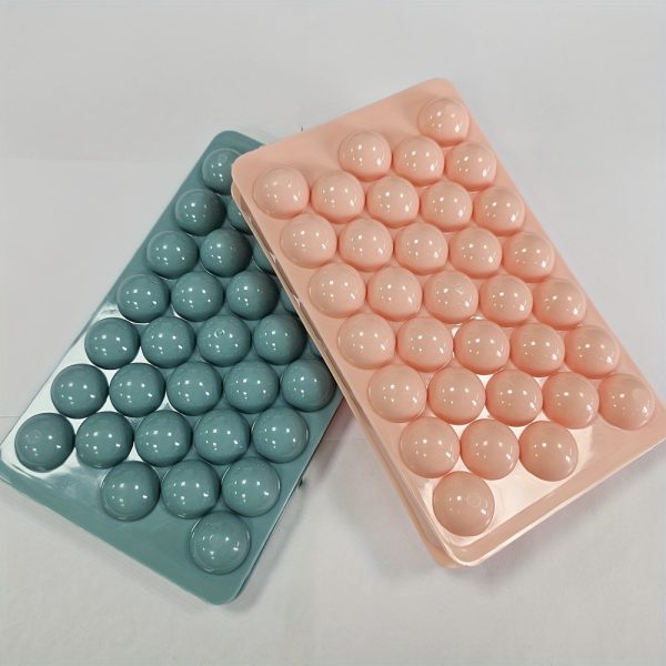 1pc Round Ice Cube Tray Mould – Plastic Sphere Ice Maker for Freezer in Pink & Light Blue – Multifunctional Kitchen Tool - Image 9