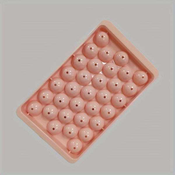 1pc Round Ice Cube Tray Mould – Plastic Sphere Ice Maker for Freezer in Pink & Light Blue – Multifunctional Kitchen Tool - Image 3