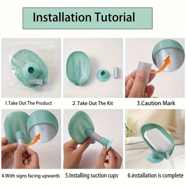 Wall-Mounted Leaf Design Soap Holder with Suction Cup – Drainage Tray, No-Drill Installation, No Water Accumulation - Image 10