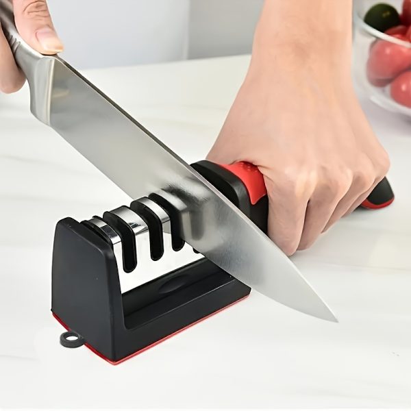 Grade 4 Knife Sharpener – Tungsten Steel & Ceramic Blades with Quick Sharpening Stone for Kitchen Knives - Image 2