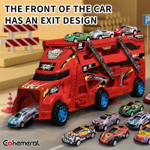 EOHEMERAL Firefighter Catapult Track Car – Foldable Transforming Storage Vehicle with 8 Mini Cars – Multi-Functional Toy Truck for Kids, Ideal Birthday & Holiday Gift