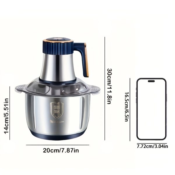 5L Electric Food Chopper & Meat Grinder – Stainless Steel Food Processor with 5-Speed Control & 6 Steel Blades – Quick Meat Mincer & Vegetable Cutter for Home, Baby Food, Garlic, Onion & Salad Prep - Image 2