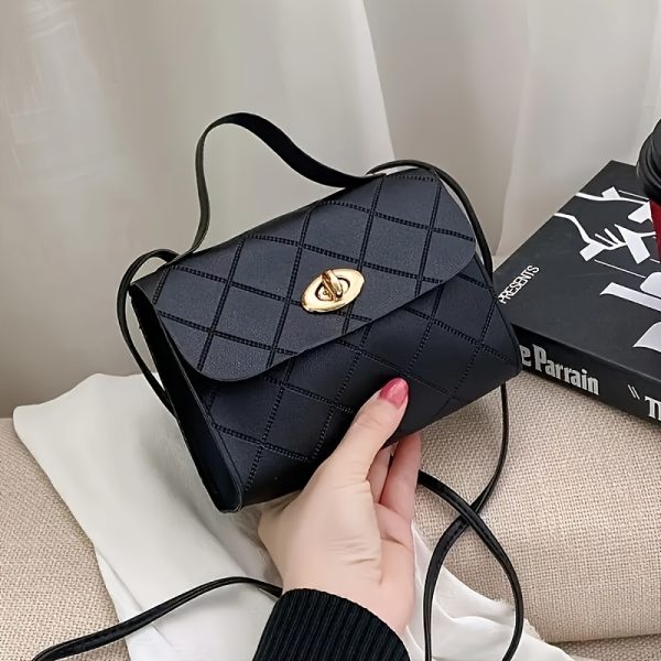 Women’s Quilted Crossbody Bag with Adjustable Strap & Twist Lock – Elegant Solid Colour Shoulder Purse with Gold Hardware – Casual & Formal Handbag in Black, Red, Pink, Brown, White - Image 10