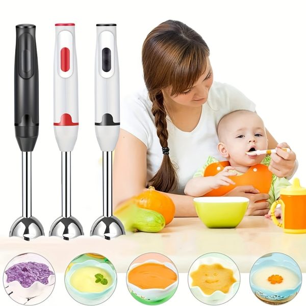 Handheld Immersion Blender with Stainless Steel Head – Includes 800ml Chopping Bowl & 600ml Smoothie Cup – Ergonomic Stick Blender for Smoothies, Purees, Soups – EU Plug, Durable Kitchen Appliance - Image 2