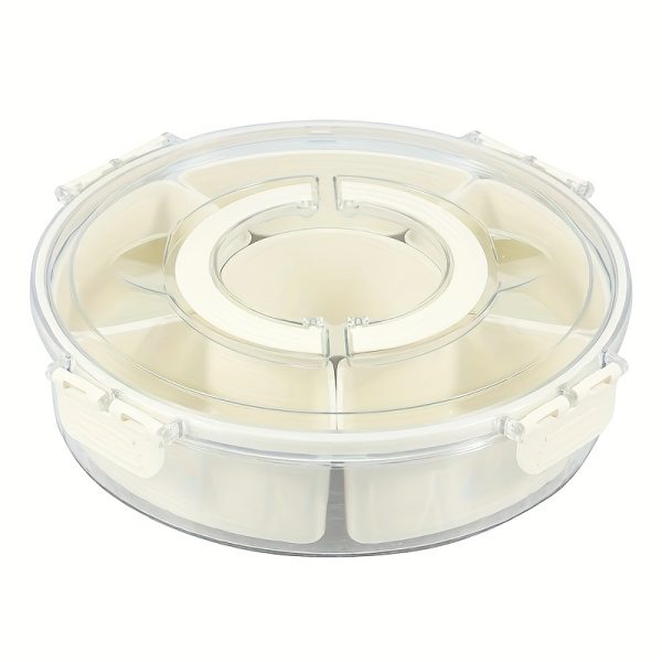 Rotating Snack Organizer Tray with Lid & Handle – Large Multi-Compartment Food Platter for Fruits, Veggies, Sweets – Safe Food-Grade Plastic Serving Tray for Parties & Picnics - Image 3