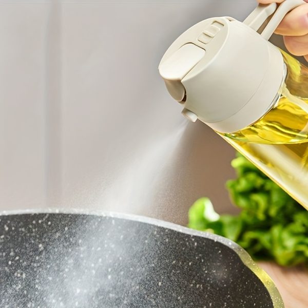 470ml Leak-Proof Oil & Seasoning Bottle with Spray & Pour Functions – Dual-Use Cooking Oil Container for Soy Sauce, Vinegar – Includes 360° Foldable Long Handle Silicone Cup Brush - Image 10
