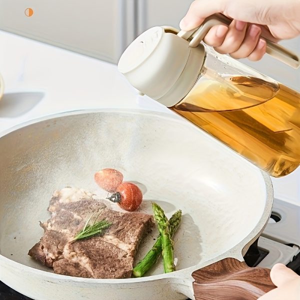 470ml Leak-Proof Oil & Seasoning Bottle with Spray & Pour Functions – Dual-Use Cooking Oil Container for Soy Sauce, Vinegar – Includes 360° Foldable Long Handle Silicone Cup Brush - Image 6