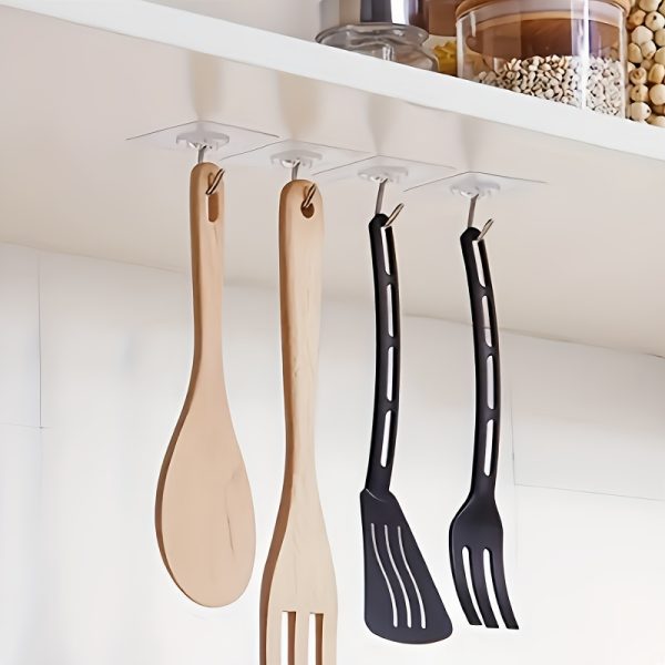 5/10pcs Acrylic Kitchen Utensil Hooks, No-Drill Wall-Mounted Organizer for Cooking Tools - Image 8