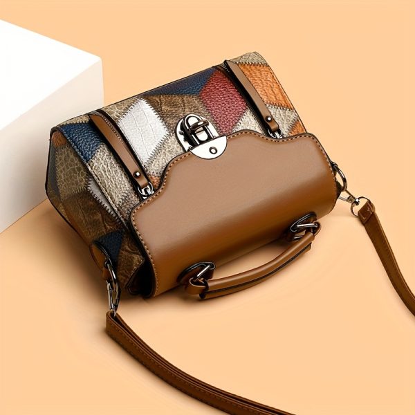 Weidola Women’s Retro Rhombus Geometric Handbag – Large Capacity Shoulder Bag with Anti-Theft Zipper, Adjustable Strap, Gold-Tone Hardware & Polyester Lining – Multi-Colour Purse for Daily Use - Image 7