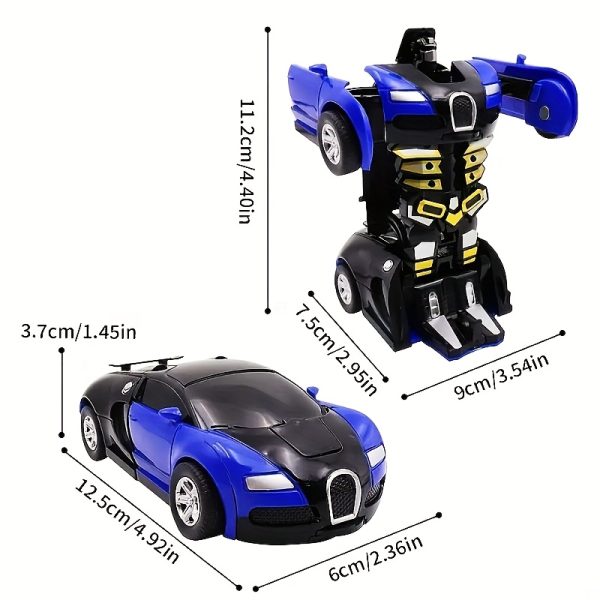 1pc Blue Transforming Robot Car – 2-in-1 Inertia-Powered Race Car & Robot Toy with Mechanical Arms – Birthday & Holiday Gift for Kids, Action Toy with Racing Car Design - Image 2