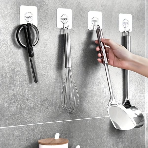 5/10pcs Acrylic Kitchen Utensil Hooks, No-Drill Wall-Mounted Organizer for Cooking Tools - Image 2