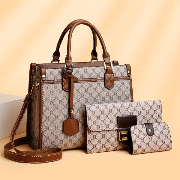 Stylish Large Tote Bag, Handbag & Wallet Set – Elegant 3-Piece Bag Collection for Middle-Aged Women with Reading Glasses - Image 2
