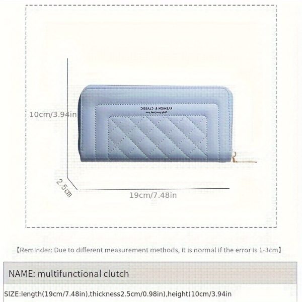 Women’s Quilted PVC Clutch Wallet – Elegant Long Evening Bag with Zipper Closure & Large Capacity – Solid Colour Purse with Polyester Lining for Urban & Party Style - Image 3