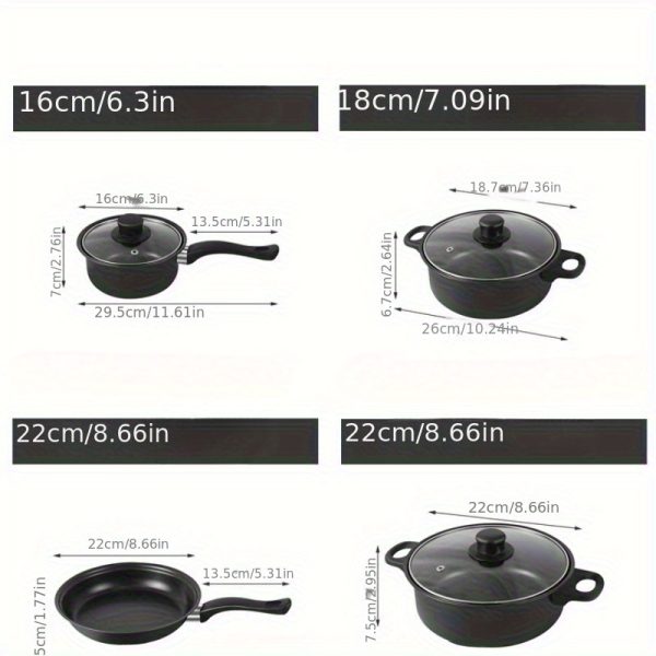 13pcs Iron Cookware & Spatula Set – Includes Non-Stick Frying Pan, Soup Pot, Milk Pan & Utensils – Durable Non-Stick Kitchen Set for Everyday Cooking - Image 3