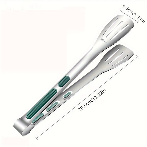 Stainless Steel Kitchen Cooking Tongs – Heat-Resistant Silicone Grip, Food & Bread Serving Tongs – Small, Medium, Large – Dishwasher Safe - Image 9
