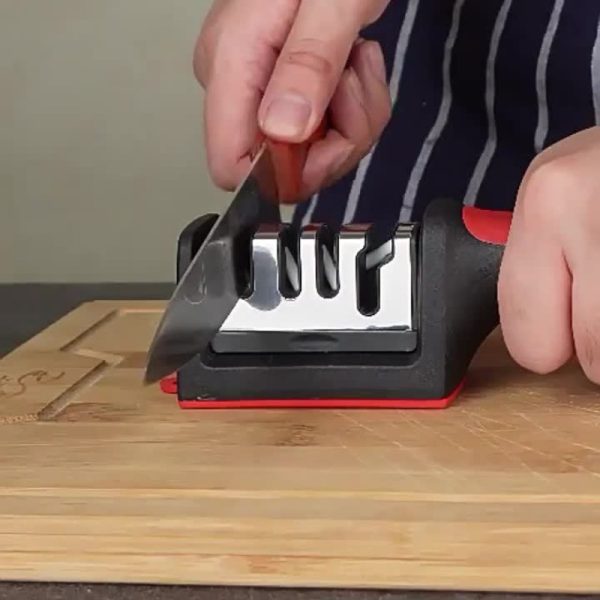 Grade 4 Knife Sharpener – Tungsten Steel & Ceramic Blades with Quick Sharpening Stone for Kitchen Knives - Image 6