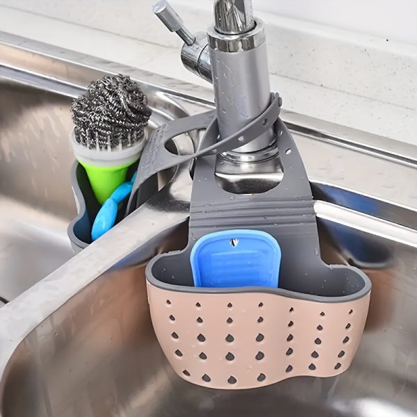 Adjustable Snap-On Kitchen Sink Organiser – Space-Saving Hanging Drain Basket for Sponges, Soap & Cleaning Tools - Image 3