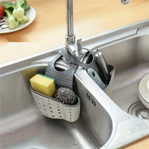 Adjustable Snap-On Kitchen Sink Organiser – Space-Saving Hanging Drain Basket for Sponges, Soap & Cleaning Tools - Image 8