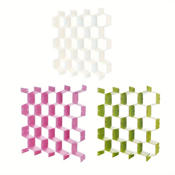 Set of 8 Honeycomb Drawer Organisers – Adjustable Mesh Dividers for Underwear, Socks, Ties & Belts – Space-Saving Closet Storage for Bedroom, Dorm & Home – White, Green, Pink - Image 11