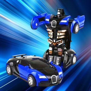 1pc Blue Transforming Robot Car – 2-in-1 Inertia-Powered Race Car & Robot Toy with Mechanical Arms – Birthday & Holiday Gift for Kids, Action Toy with Racing Car Design