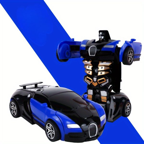 1pc Blue Transforming Robot Car – 2-in-1 Inertia-Powered Race Car & Robot Toy with Mechanical Arms – Birthday & Holiday Gift for Kids, Action Toy with Racing Car Design - Image 7