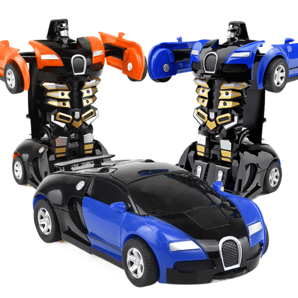 1pc Blue Transforming Robot Car – 2-in-1 Inertia-Powered Race Car & Robot Toy with Mechanical Arms – Birthday & Holiday Gift for Kids, Action Toy with Racing Car Design - Image 6