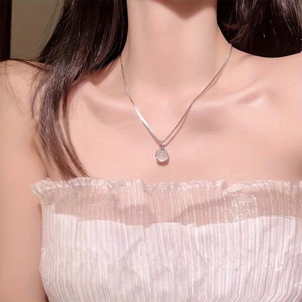 5pcs Imitation Moonstone Jewellery Set – Vintage Bohemian Style Alloy Pendant Necklace, Rings & Earrings for Women - Image 8